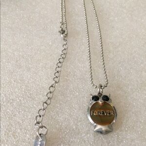 Forever enamel owl necklace